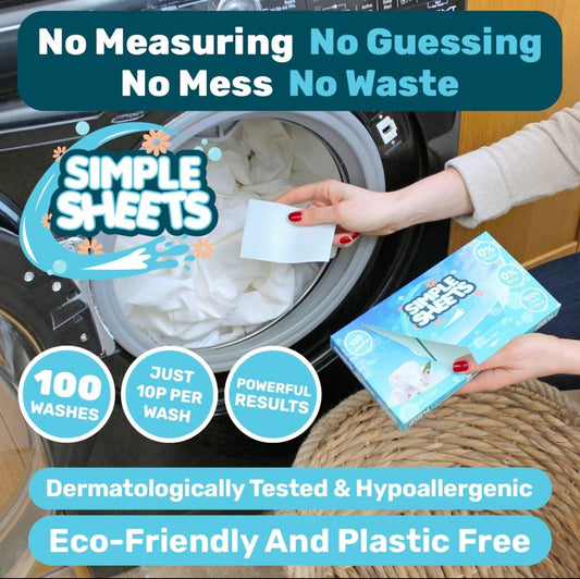 Simple Sheets - Fresh Linen Laundry Sheets Eco Friendly Hypoallergenic 100 Washes Household Pack