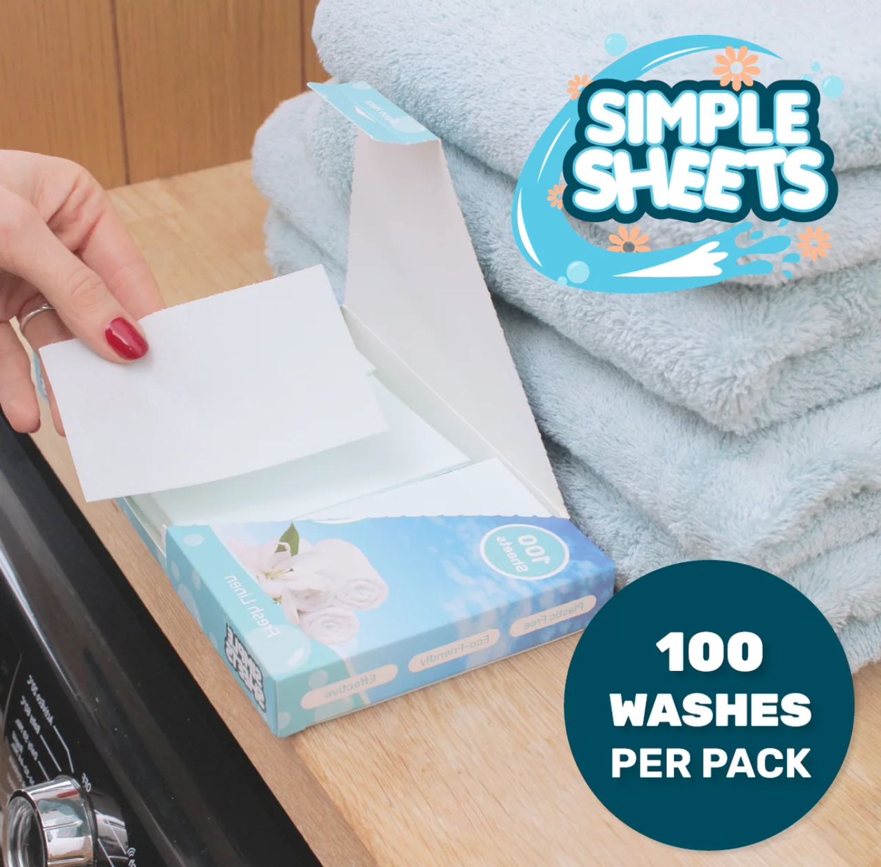 Simple Sheets - Fresh Linen Laundry Sheets Eco Friendly Hypoallergenic 100 Washes Household Pack