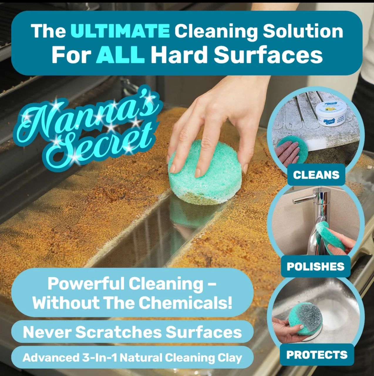 Nanna's Secret Natural Polish Cleaning Clay For All Hard Surfaces