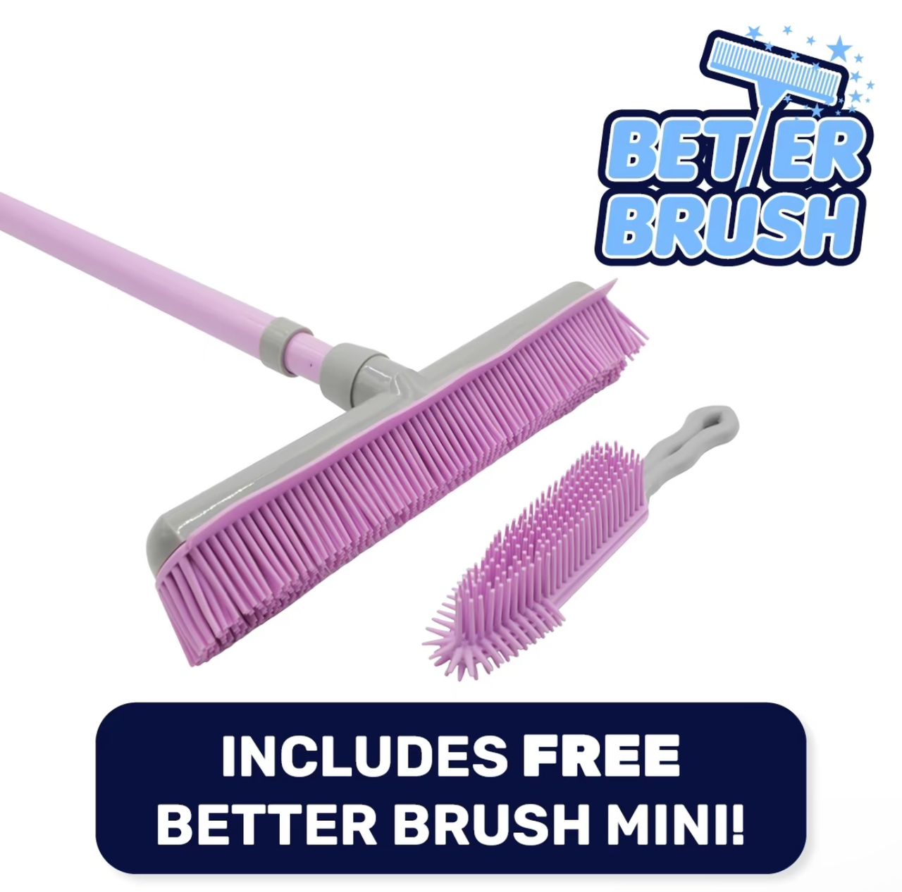 Better Brush - Lasts Lifetime Indoor & Outdoor Extendable Brush & Squeegee Pet Rubber