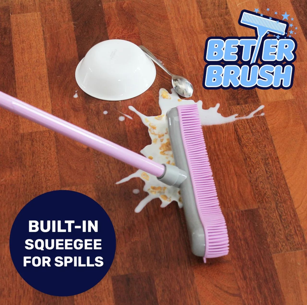 Better Brush - Lasts Lifetime Indoor & Outdoor Extendable Brush & Squeegee Pet Rubber