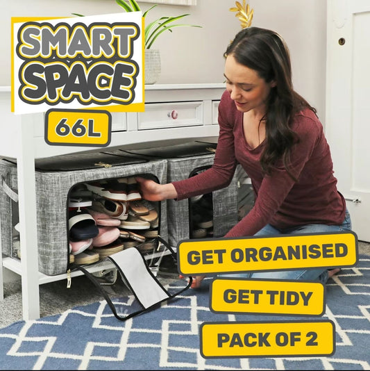 Smart Space 66L (2 pack) Boxes Household Organiser Plastic Collapsible