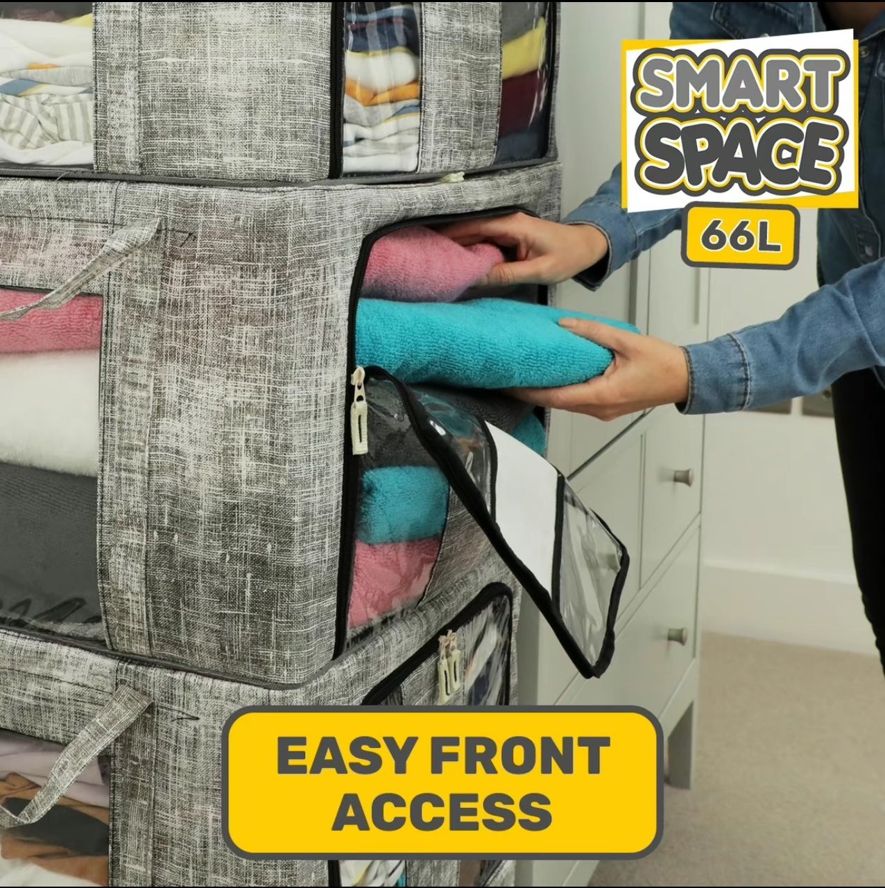 Smart Space 66L (2 pack) Boxes Household Organiser Plastic Collapsible