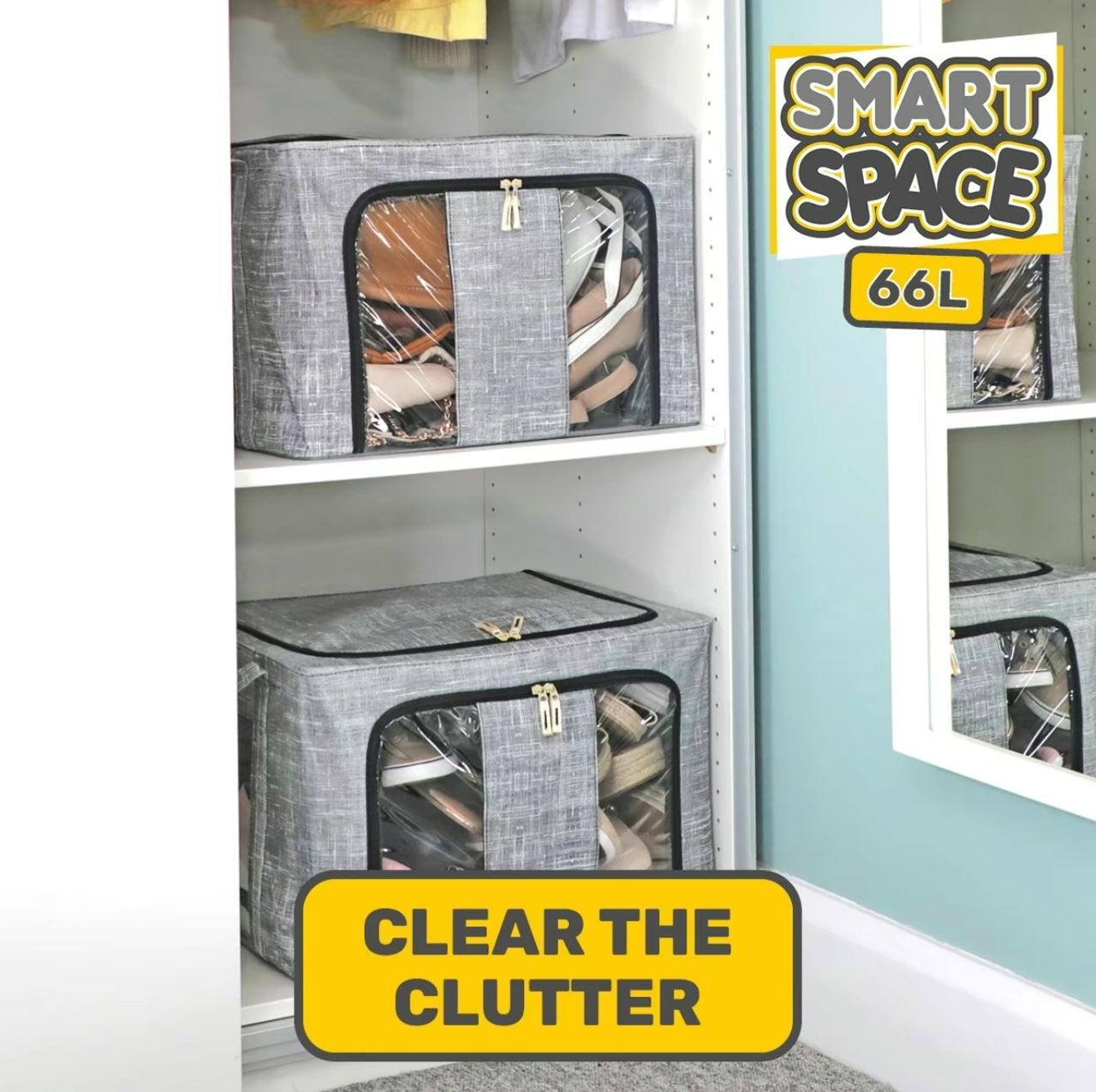 Smart Space 66L (2 pack) Boxes Household Organiser Plastic Collapsible