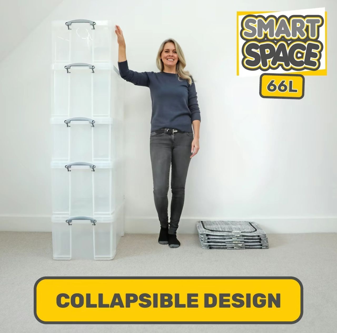 Smart Space 66L (2 pack) Boxes Household Organiser Plastic Collapsible