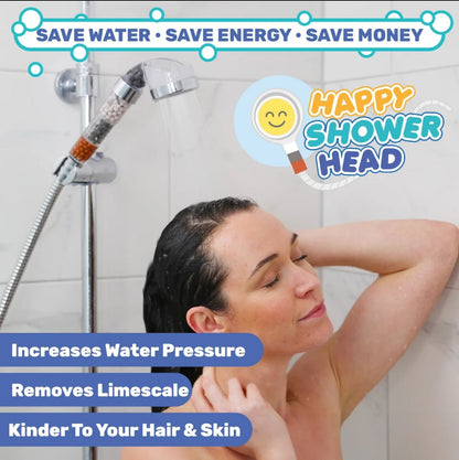 Happy Shower Head -Pure Shower - Water-Saving Filtering Shower head with Micro-Jets and Purifying Beads