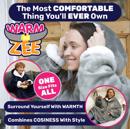 The Warmzee - Soft Sherpa fleece for warmth Cozy Bedsure Faux Fur Wearable Blanket Hoodie