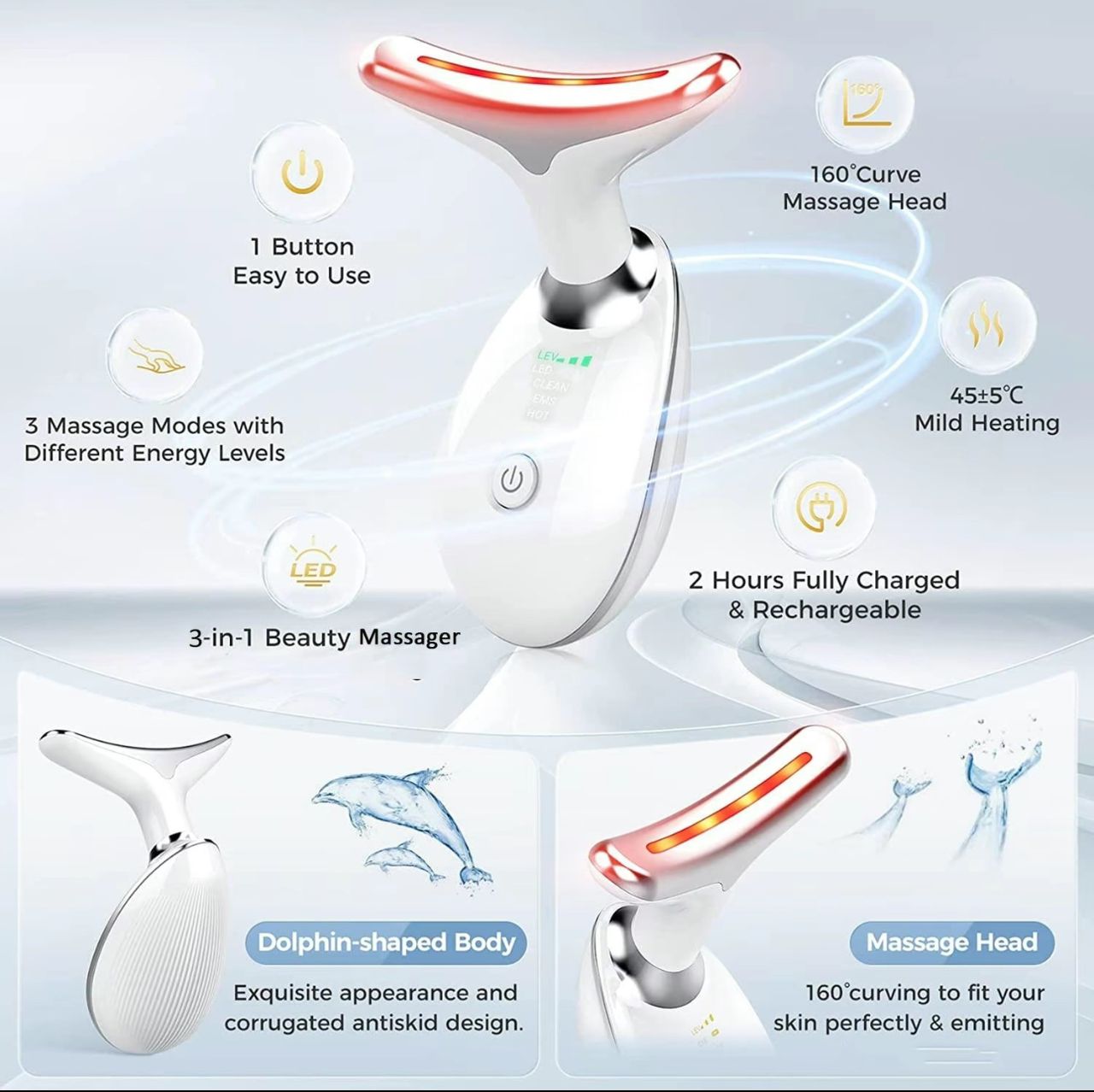 2024 Latest &amp; Multi-functional Facial Massager with Microcurrent Technology, Anti Wrinkles Neck Face Massager, Light Face Sculptor, Micro-Glow Facial Massager (Delivery in 48 Hours)